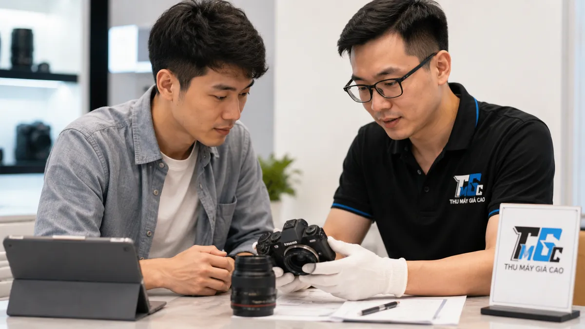 Đối chiếu tình trạng máy ảnh sau khi báo giá qua Zalo