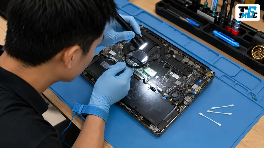Laptop Bể Màn Hình, Vào Nước, Rơi Vỡ Có Bán Được Không? 4 Kiểm tra dấu chất lỏng và ăn mòn trong laptop vào nước