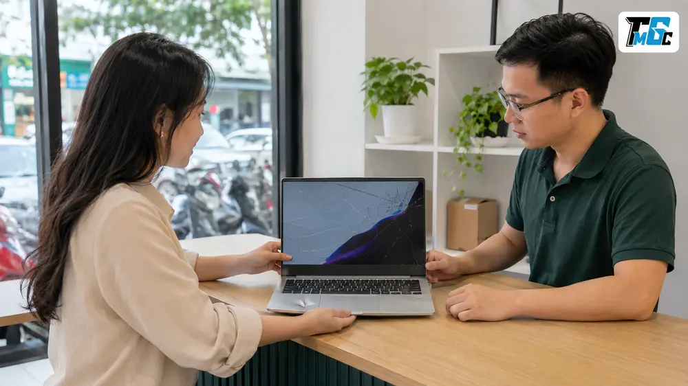 Laptop bể màn hình, vào nước hoặc rơi vỡ vẫn có thể kiểm tra và bán lại