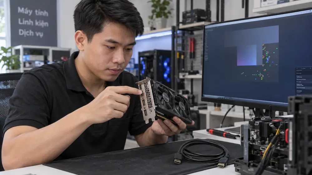 Kiểm tra artifact và các cổng xuất hình trên VGA cũ