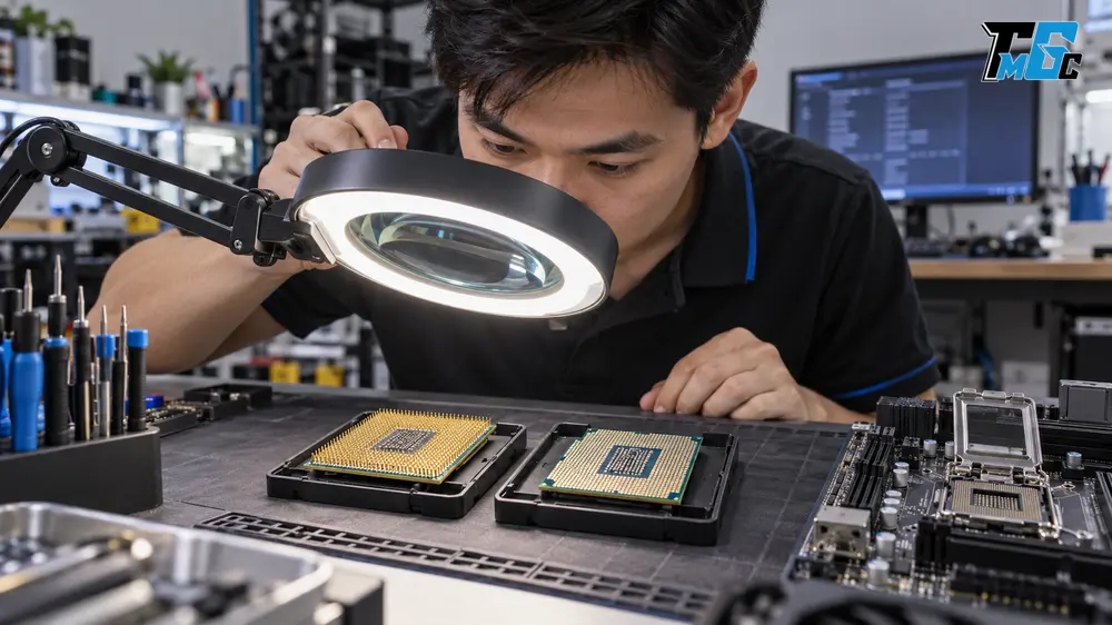 Cách Kiểm Tra CPU Cũ Trước Khi Bán: Model, Đời CPU, Socket Và Tình Trạng 2 Kiểm tra chân cắm và điểm tiếp xúc của CPU Intel AMD đã qua sử dụng