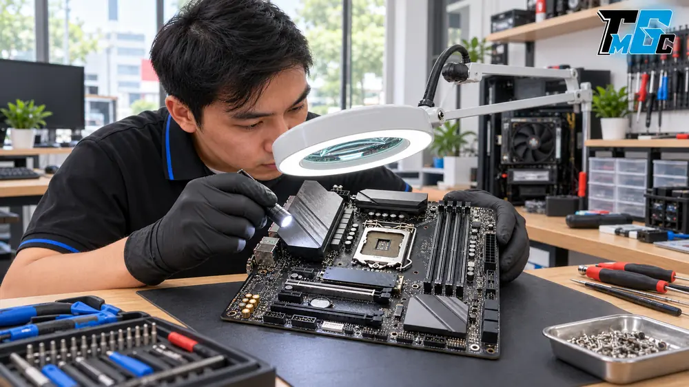 Cách Kiểm Tra Mainboard Cũ Trước Khi Bán: Socket, BIOS, RAM Và PCIe 2 Kiểm tra socket khe RAM PCIe và M.2 trên mainboard cũ
