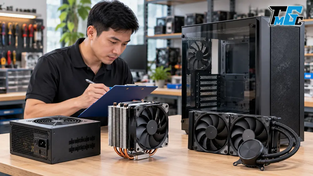 Nguồn case và tản nhiệt PC cũ được kiểm tra trước khi bán