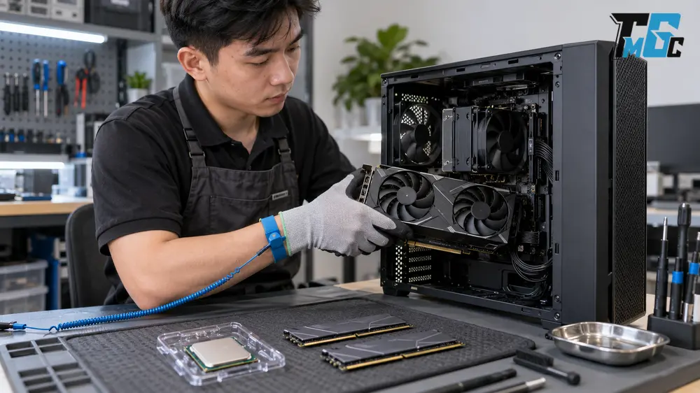 Bán PC Cũ Nguyên Bộ Hay Tháo Linh Kiện Bán Riêng Được Giá Hơn? 3 Kỹ thuật viên tháo VGA CPU và RAM từ PC cũ để kiểm tra riêng